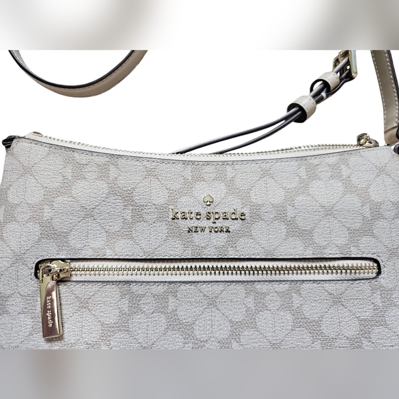Kate Spade Dark Beige PVC Flower Crossbody Bag, With Silver Hardware, New w/tags - Picture 3 of 8